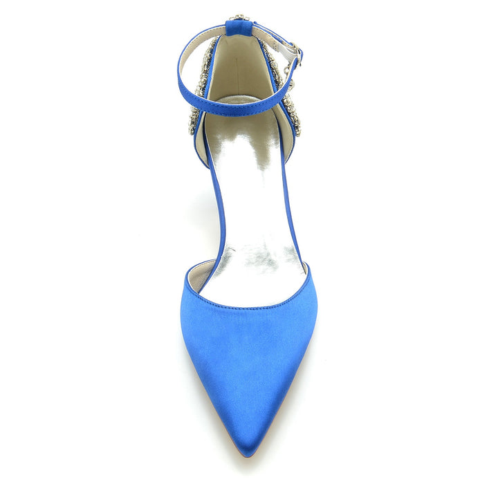Chaussures de Mariage pour Femmes à Bout Pointu et Boucle en Strass