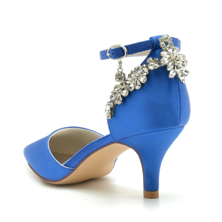 Chaussures de Mariage pour Femmes à Bout Pointu et Boucle en Strass