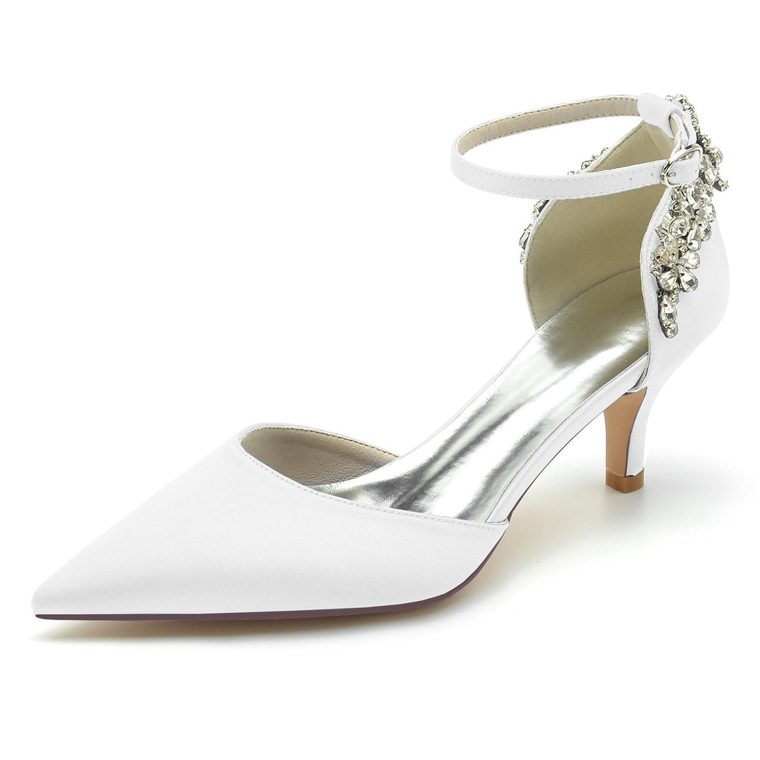 Chaussures de Mariage pour Femmes à Bout Pointu et Boucle en Strass