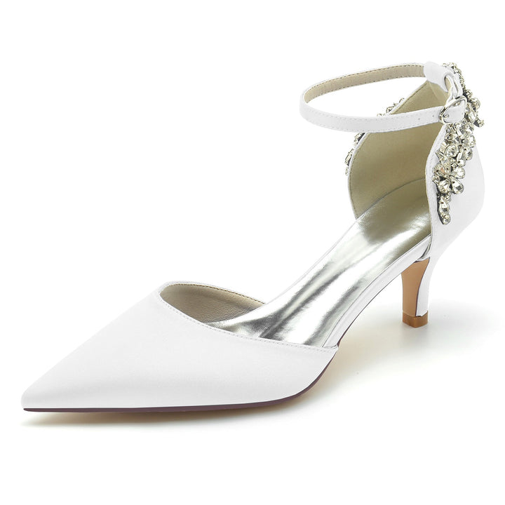 Chaussures de Mariage pour Femmes à Bout Pointu et Boucle en Strass