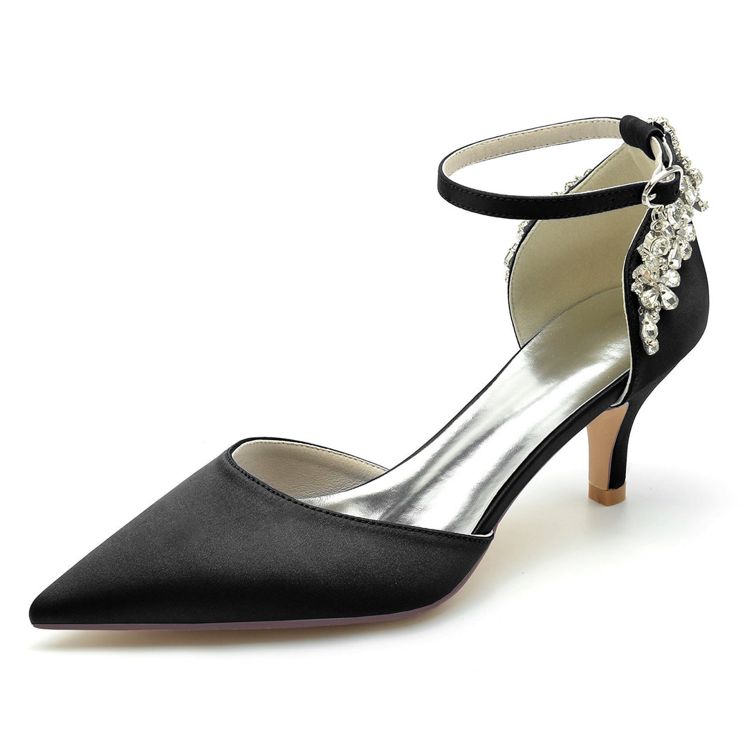 Chaussures de Mariage pour Femmes à Bout Pointu et Boucle en Strass
