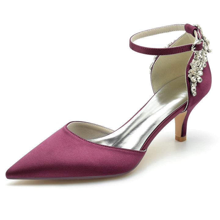 Chaussures de Mariage pour Femmes à Bout Pointu et Boucle en Strass