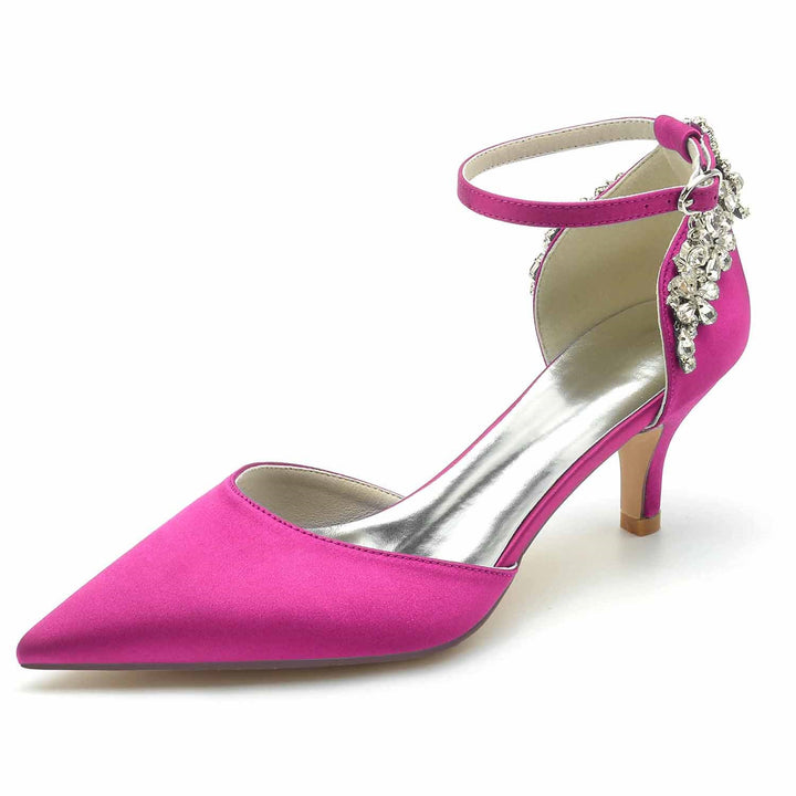 Chaussures de Mariage pour Femmes à Bout Pointu et Boucle en Strass