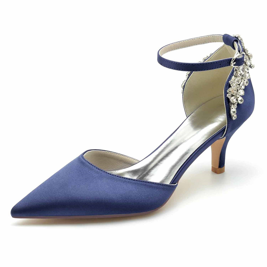 Chaussures de Mariage pour Femmes à Bout Pointu et Boucle en Strass