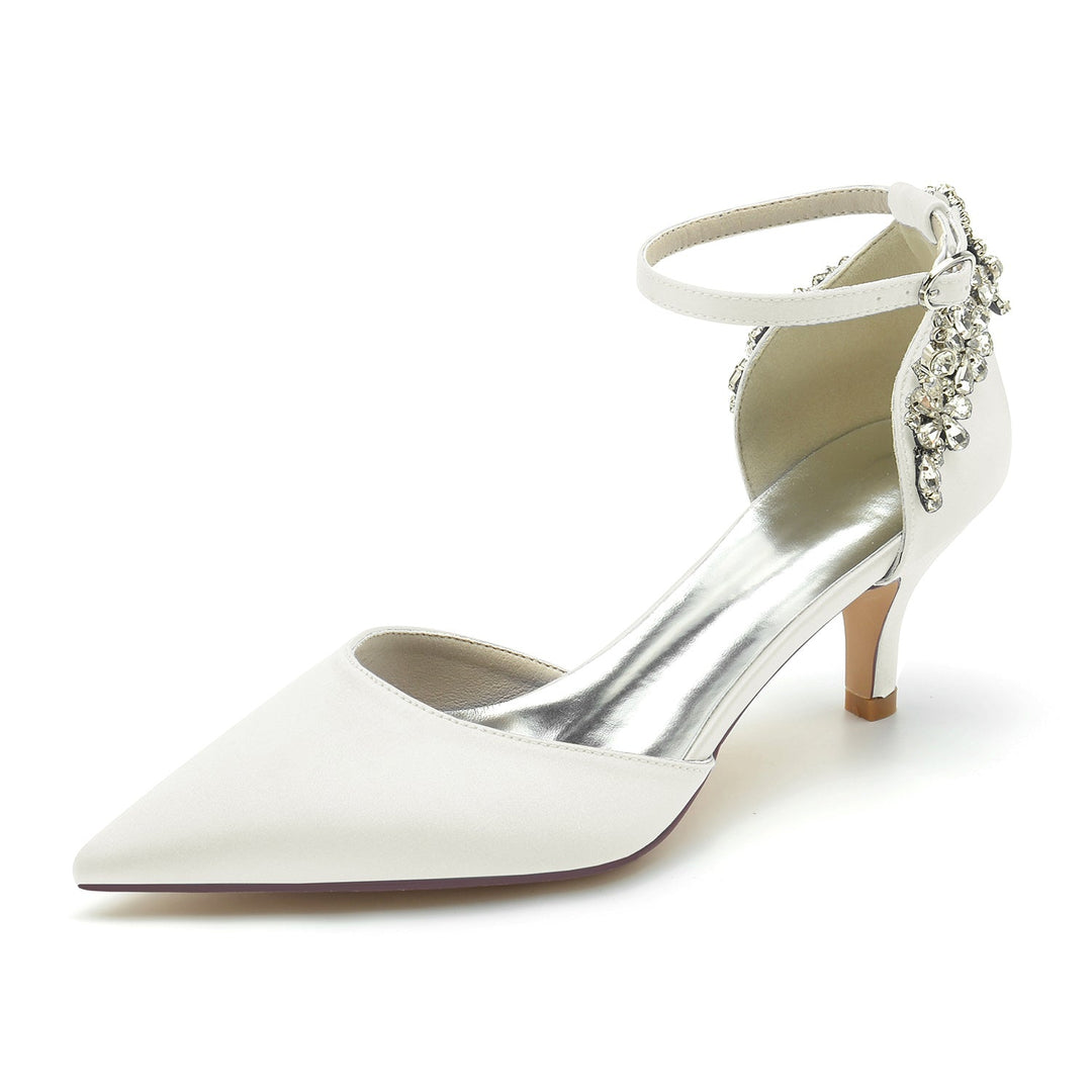 Chaussures de Mariage pour Femmes à Bout Pointu et Boucle en Strass