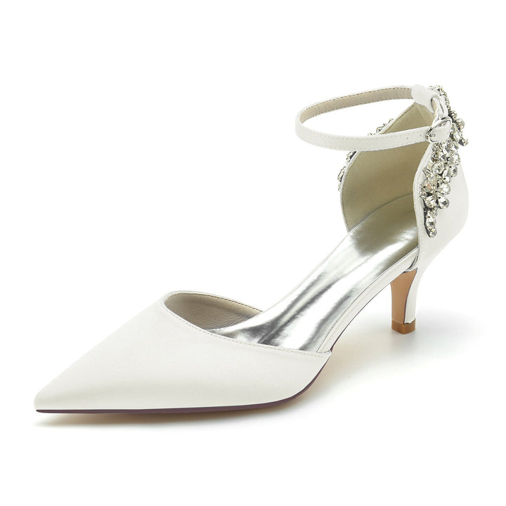 Chaussures de Mariage pour Femmes à Bout Pointu et Boucle en Strass