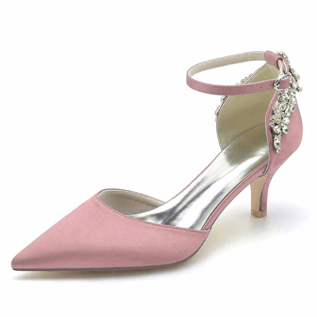 Chaussures de Mariage pour Femmes à Bout Pointu et Boucle en Strass