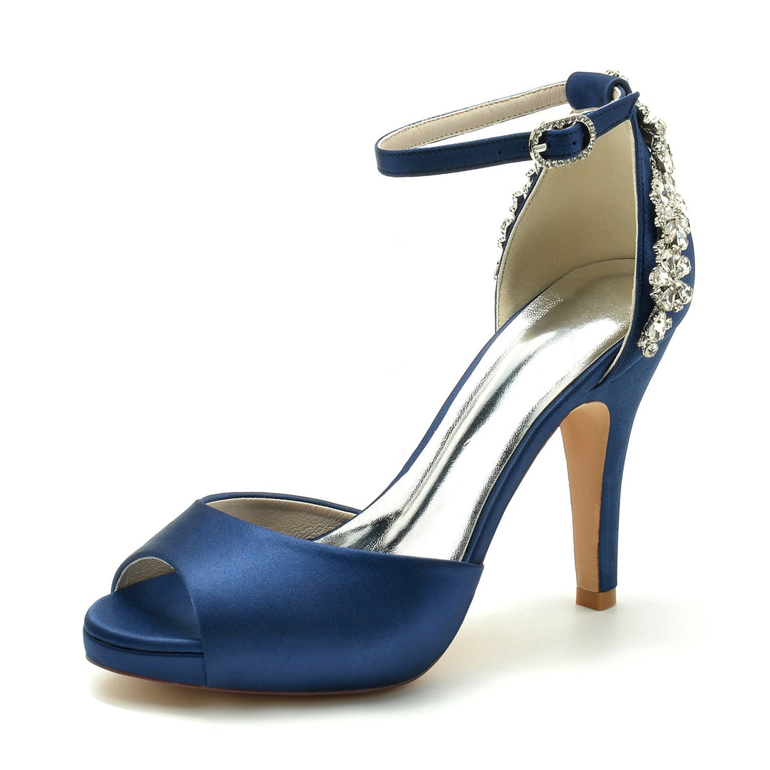 Chaussures de Mariage pour Femmes à Bout Ouvert et Talons Hauts avec Strass