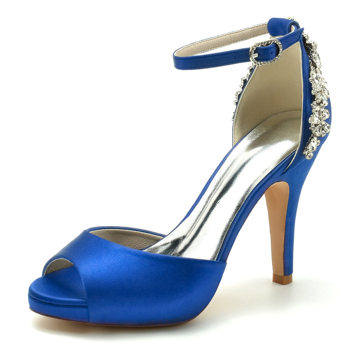 Chaussures de Mariage pour Femmes à Bout Ouvert et Talons Hauts avec Strass