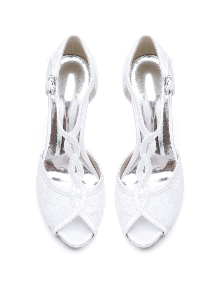 Chaussures de Mariage pour Femmes, Chaussures de Demoiselle D'Honneur à Talons Hauts et à Bout Ouvert avec Strass