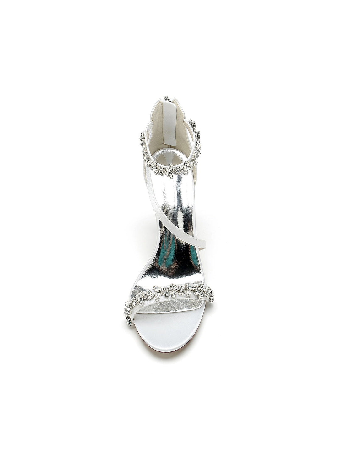 Chaussures de Mariage pour Femmes, Chaussures de Mariée à Talons Hauts et Bout Ouvert avec Strass
