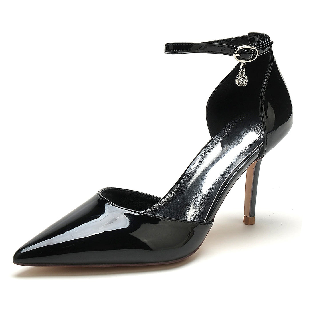 Chaussures de Mariage pour Femmes en Cuir Verni à Bout Pointu et Boucle