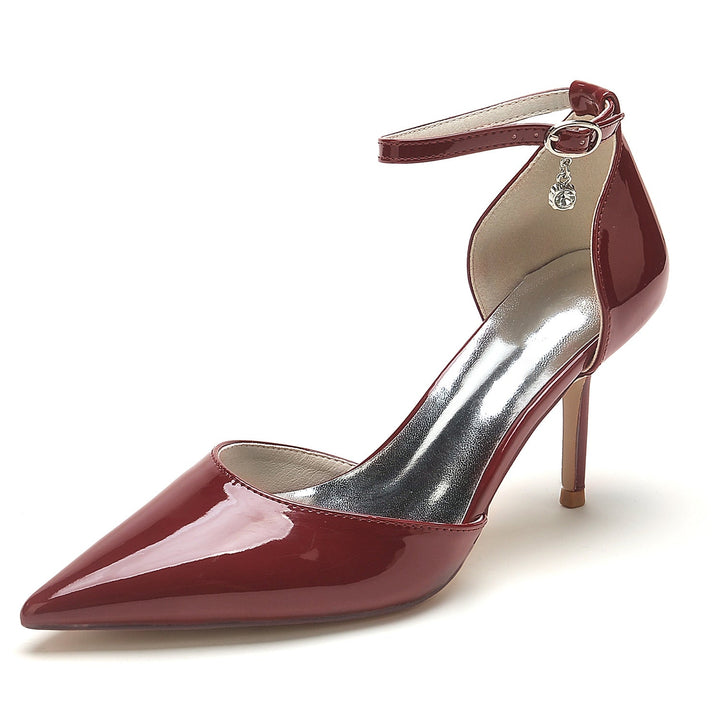 Chaussures de Mariage pour Femmes en Cuir Verni à Bout Pointu et Boucle