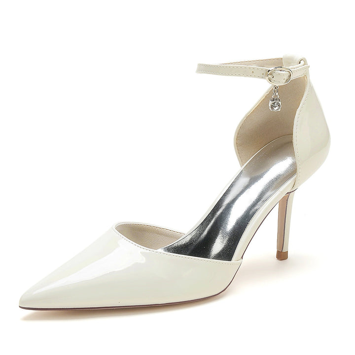 Chaussures de Mariage pour Femmes en Cuir Verni à Bout Pointu et Boucle