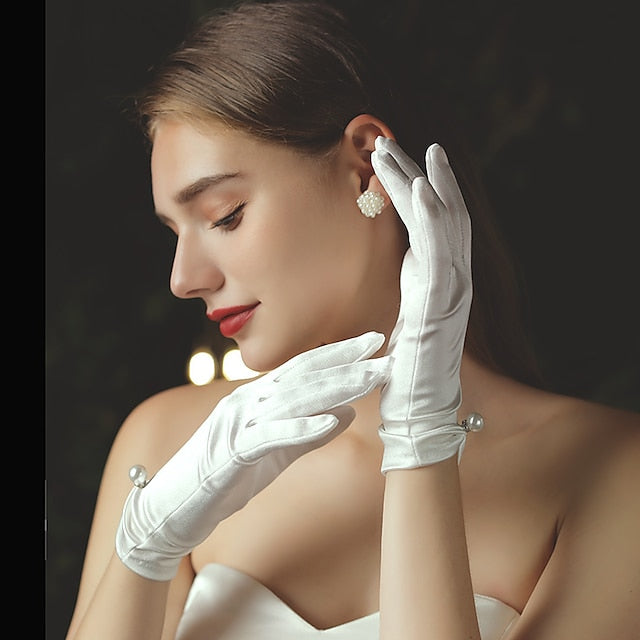 Gant en Satin Longueur Poignet Classique / Élégant / Formel avec Fausse Poire