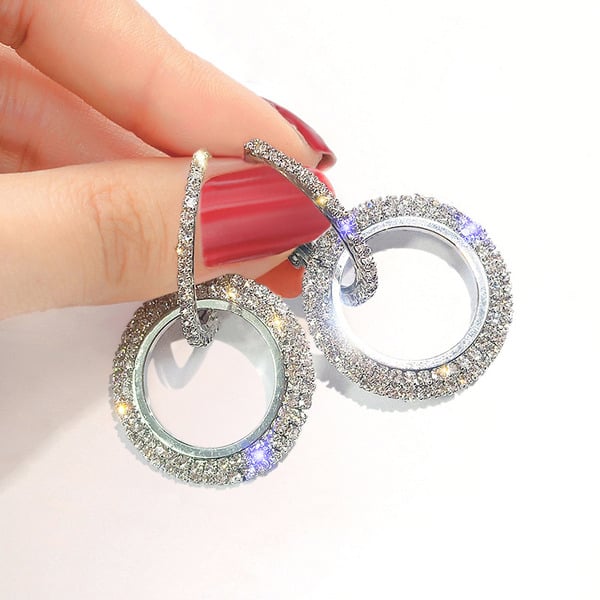 Boucles d'oreilles créoles en strass brillant