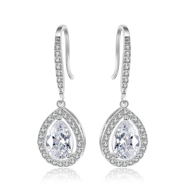 Boucles d'oreilles pendantes en zircon brillant