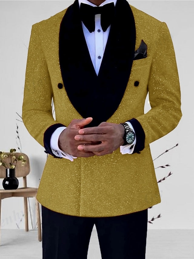 Costumes de Mariage 2 Pièces pour Hommes, Coupe Ajustée, Simple Boutonnage, Un Bouton