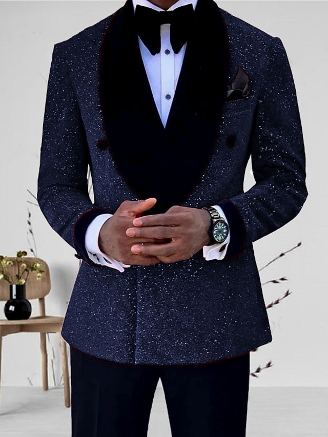 Costumes de Mariage 2 Pièces pour Hommes, Coupe Ajustée, Simple Boutonnage, Un Bouton