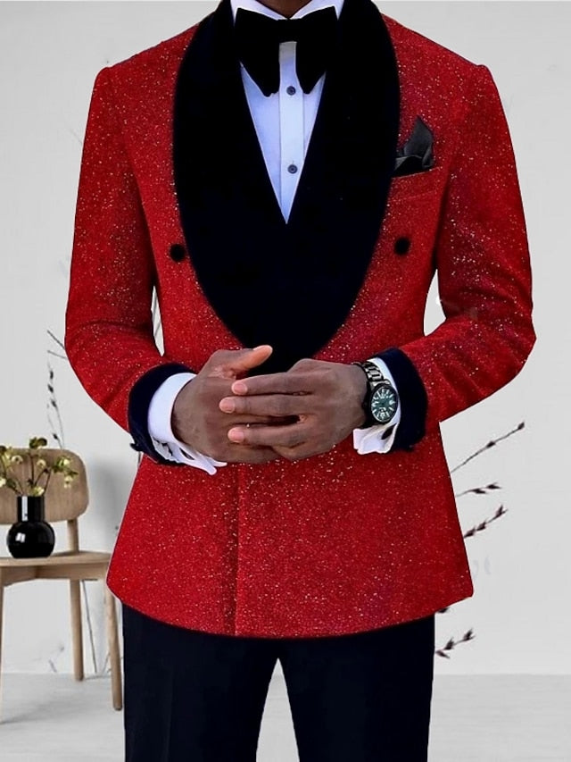 Costumes de Mariage 2 Pièces pour Hommes, Coupe Ajustée, Simple Boutonnage, Un Bouton