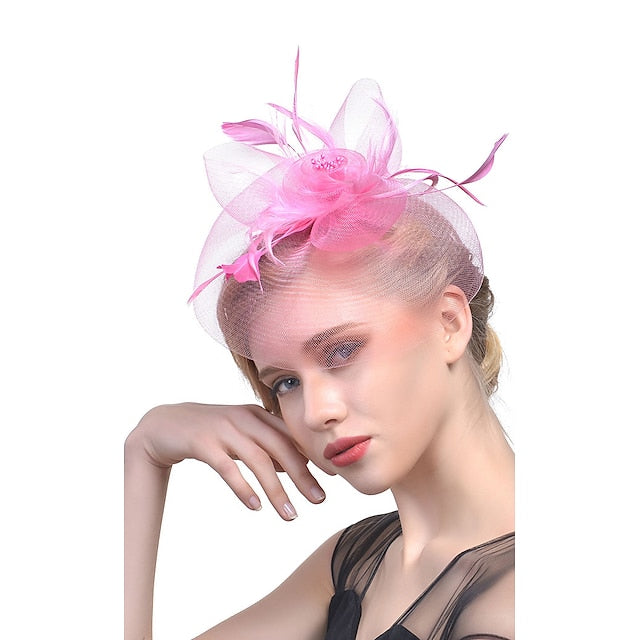 Fascinators Tulle Course de Chevaux de Mariage avec Coiffe en Plumes