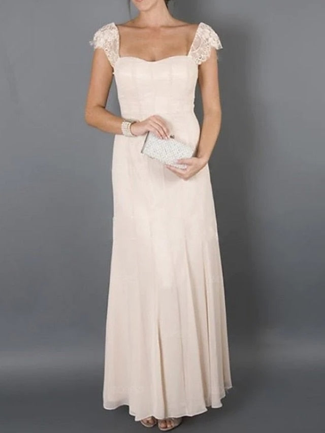 Robe de Mère de la Mariée Sans Manches à Col en V/Princesse avec Plis en Dentelle