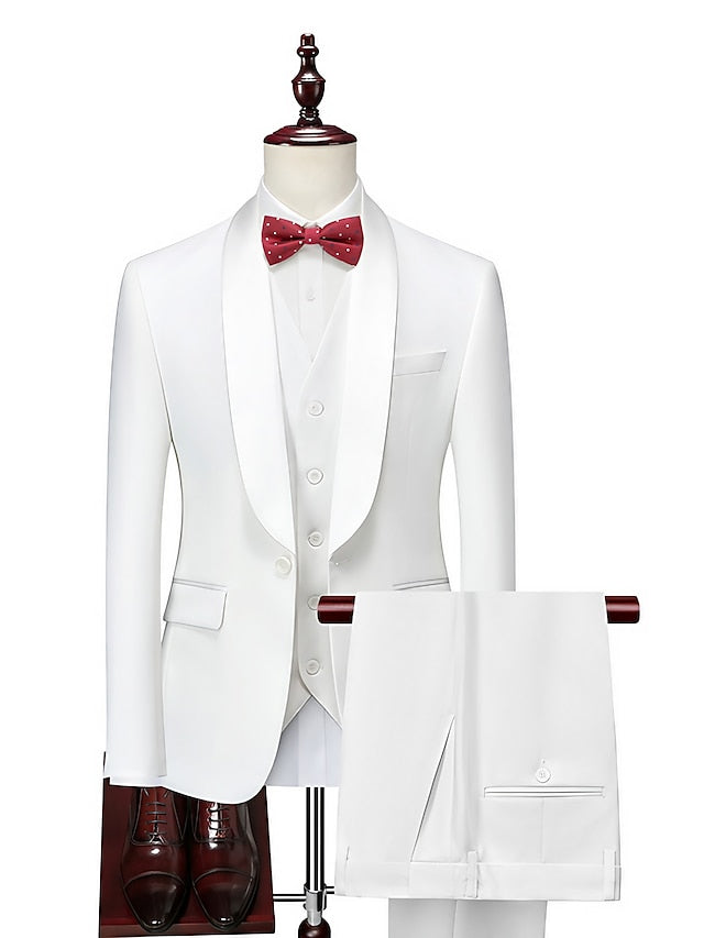 Costumes de mariage 3 pièces pour hommes, coupe standard, simple boutonnage, un bouton