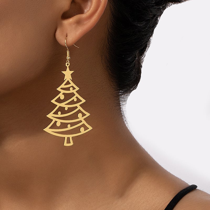 Boucles d'oreilles en alliage d'arbre de Noël pour femmes