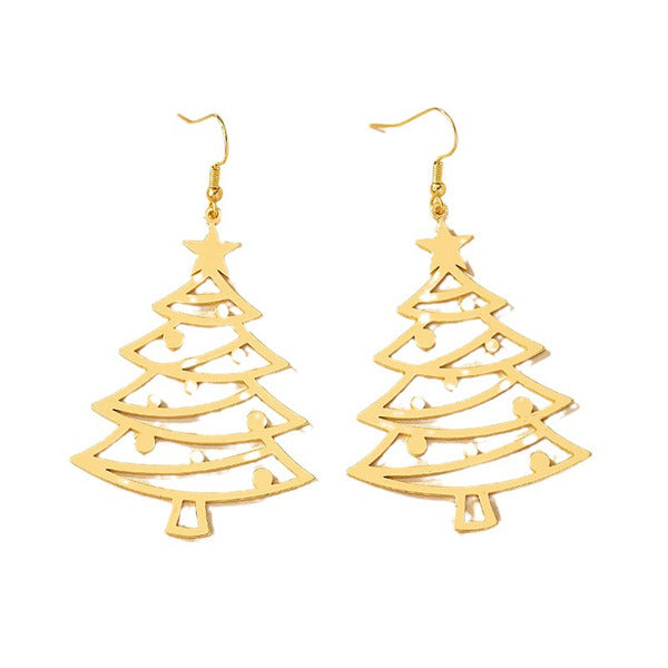 Boucles d'oreilles en alliage d'arbre de Noël pour femmes