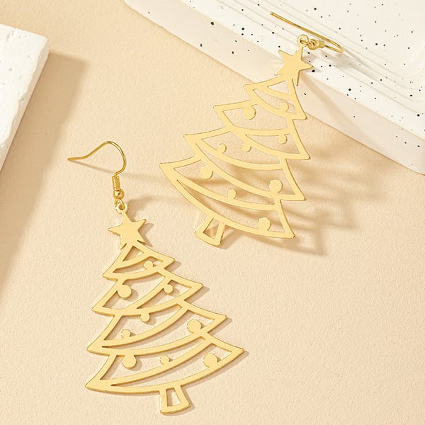 Boucles d'oreilles en alliage d'arbre de Noël pour femmes