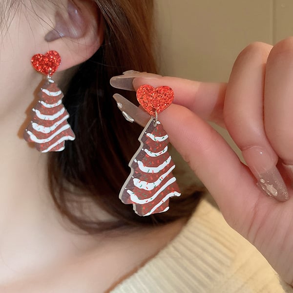 Boucles d'oreilles en plastique arbre de Noël pour femmes