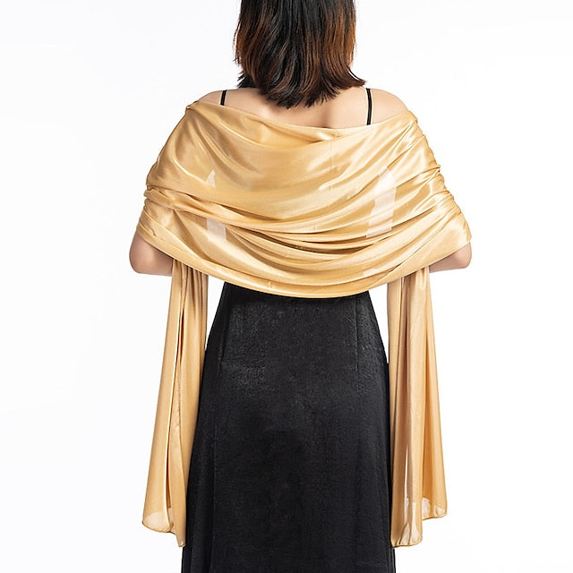 Écharpe en Soie Imitation Transparente pour Femme, Châle Long de Couleur Unie