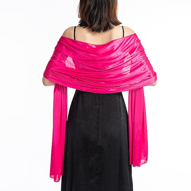 Écharpe en Soie Imitation Transparente pour Femme, Châle Long de Couleur Unie
