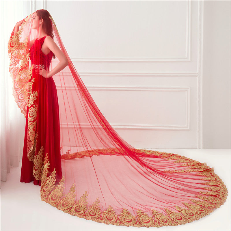 Voile de Mariée Luxueux à Un Niveau avec Broderie