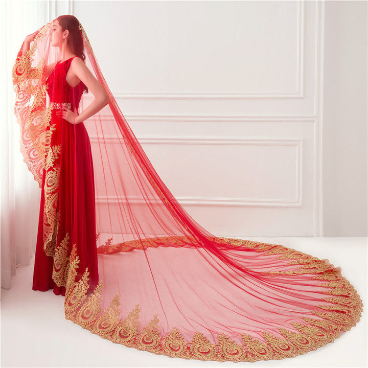 Voile de Mariée Luxueux à Un Niveau avec Broderie