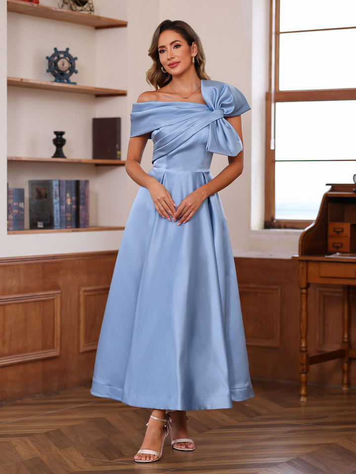 Robe de Mère de la Mariée Unique en Forme de A/Princesse, Sans Manches, à Épaules Dénudées et Longueur Cheville, avec Nœud