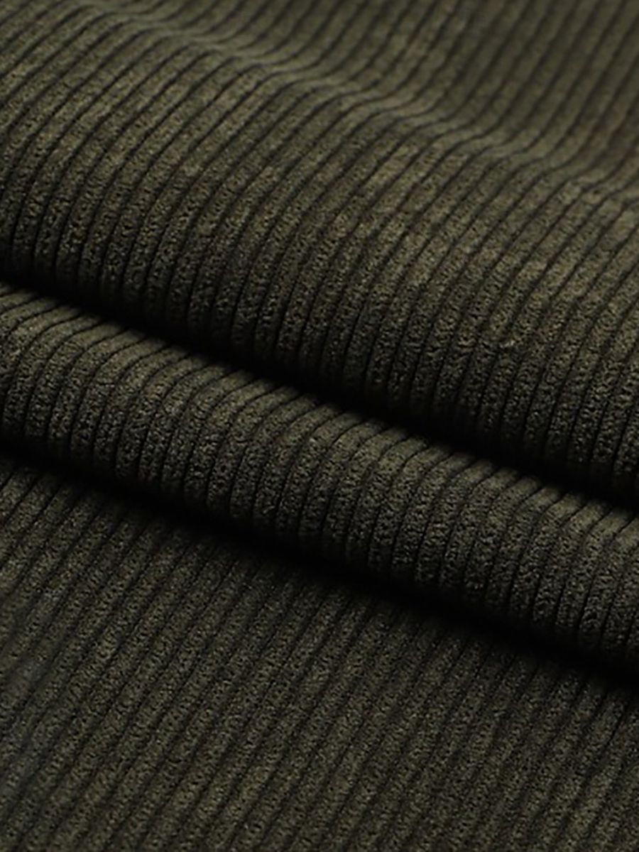 Costume homme deux pièces vert armée, velours côtelé, uni, coupe régulière, croisé, 6 boutons, pour soirée