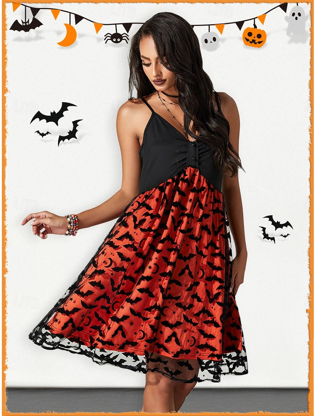 Robe de Soirée Sexy A-Line/Princess à Col en V Sans Manches Au Genou pour Costume de Spectacle D'Halloween