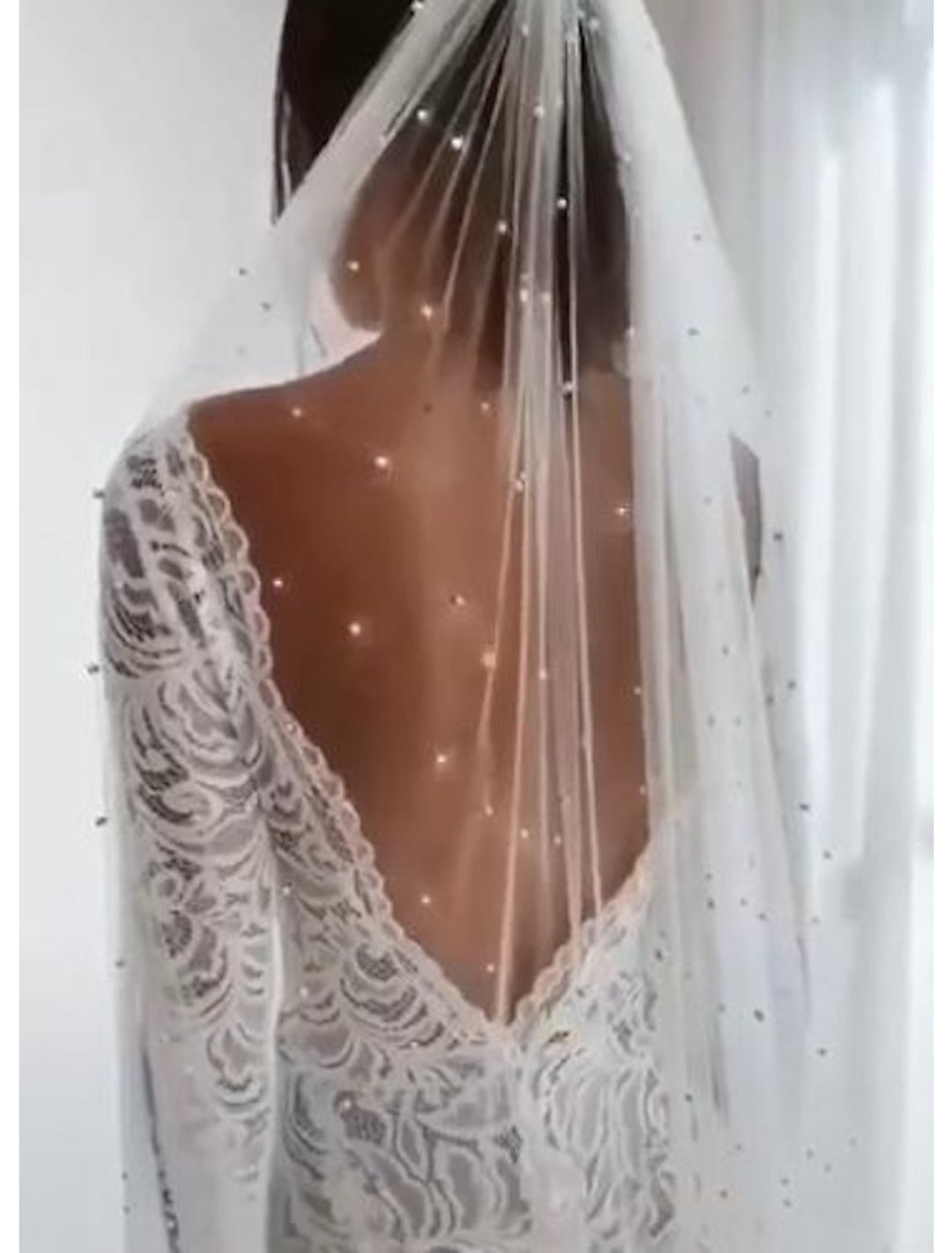 Voile de Mariage Cathédrale Élégant et Luxueux à Un Niveau / Classique avec Tulle de Couleur Pure