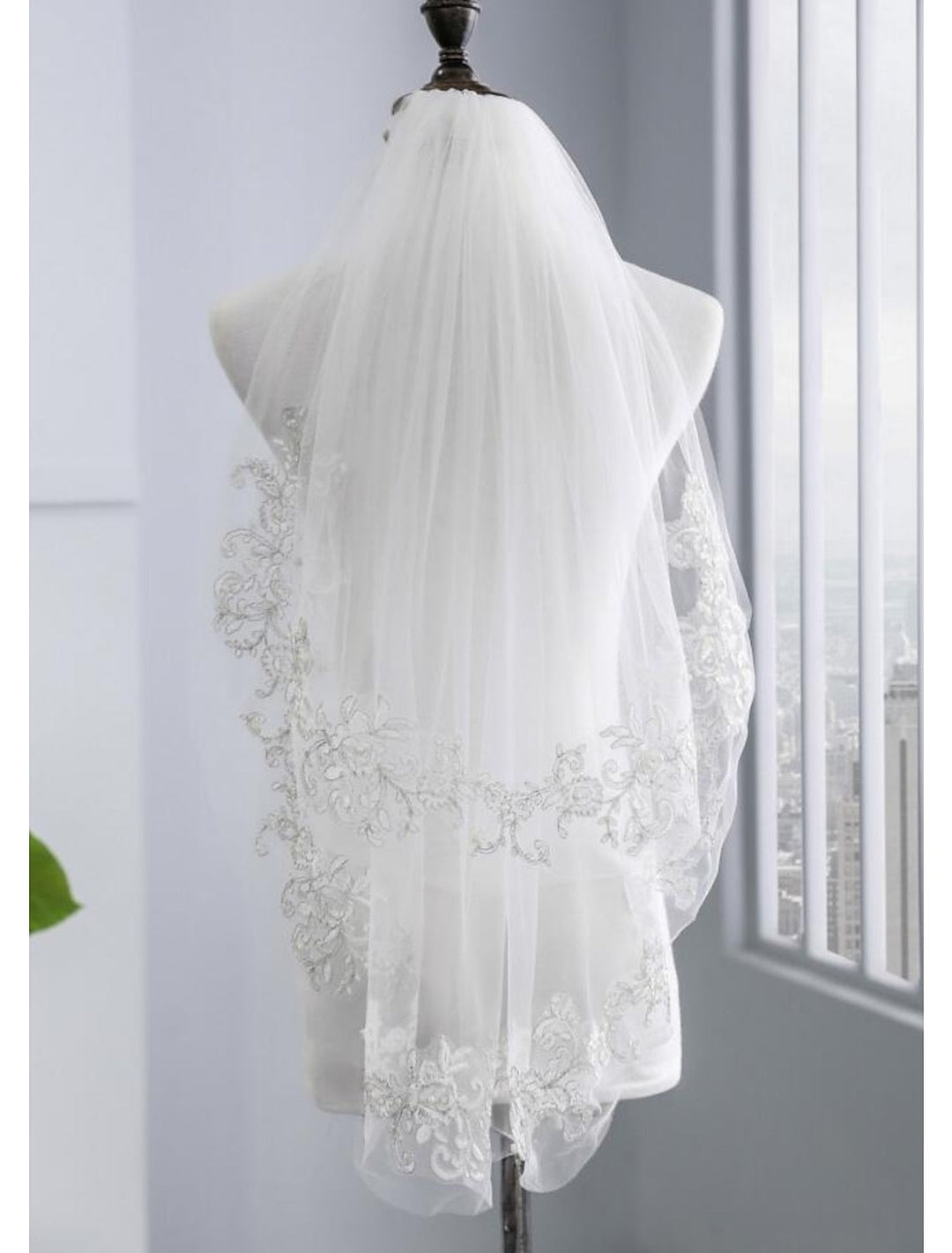 Deux niveaux élégant / Perles Voile de mariage Voiles de coude avec Fausse Perle