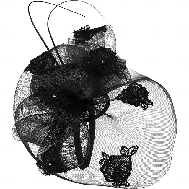 Fascinators Tulle Mariage Tea Party élégant Avec Strass Bowknot Casque