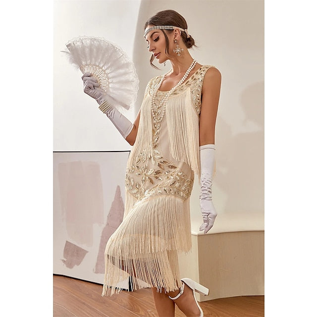 Années 1920 The Great Gatsby Outfit Gaine/Colonne Scoop Paillettes Robes Vintage