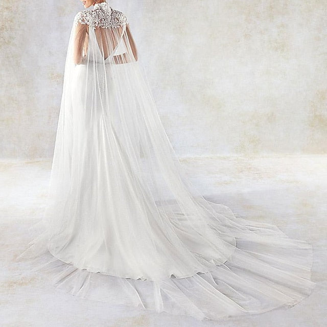 Wrap pour femme élégant et luxueux à manches courtes en tulle pour mariage avec appliques