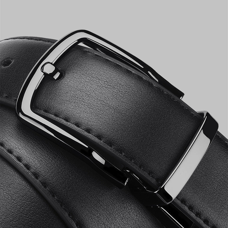 Ceinture pour hommes en cuir PU noir avec boucle ardillon pivotante et moderne pour vêtements d'affaires