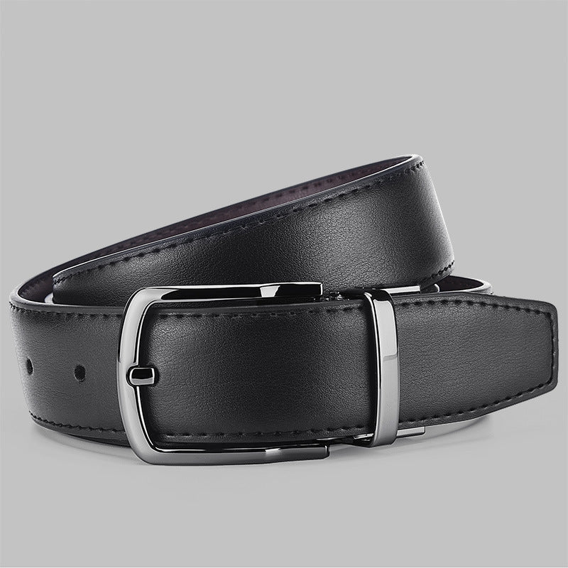 Ceinture pour hommes en cuir PU noir avec boucle ardillon pivotante et moderne pour vêtements d'affaires