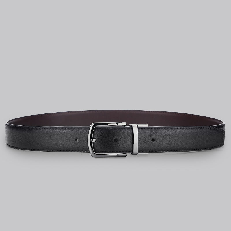 Ceinture pour hommes en cuir PU noir avec boucle ardillon pivotante et moderne pour vêtements d'affaires