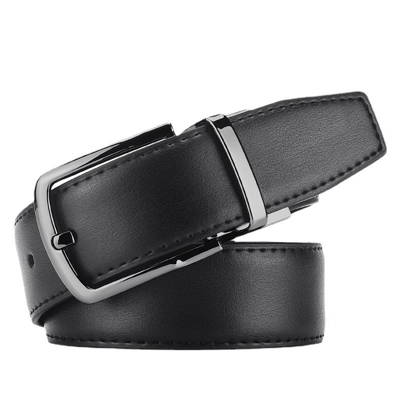 Ceinture pour hommes en cuir PU noir avec boucle ardillon pivotante et moderne pour vêtements d'affaires