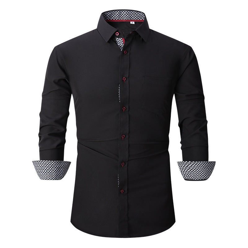 Chemise classique à manches longues de couleur unie pour hommes