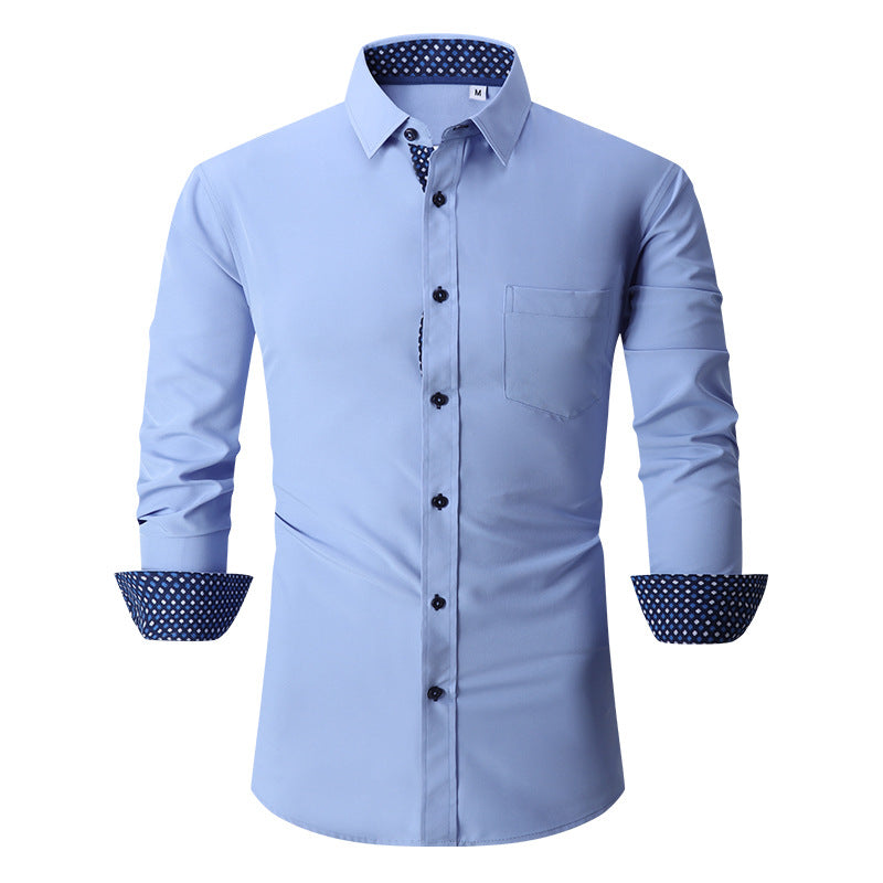 Chemise classique à manches longues de couleur unie pour hommes