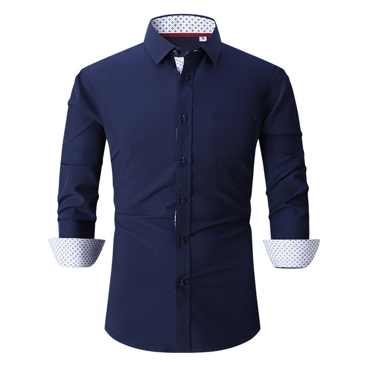 Chemise classique à manches longues de couleur unie pour hommes